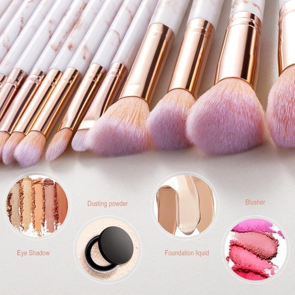 16PCs Marble Makeup Brushes Set Premium Synthetic Face Eye Lip Make Up Brush - Picture 4 of 16